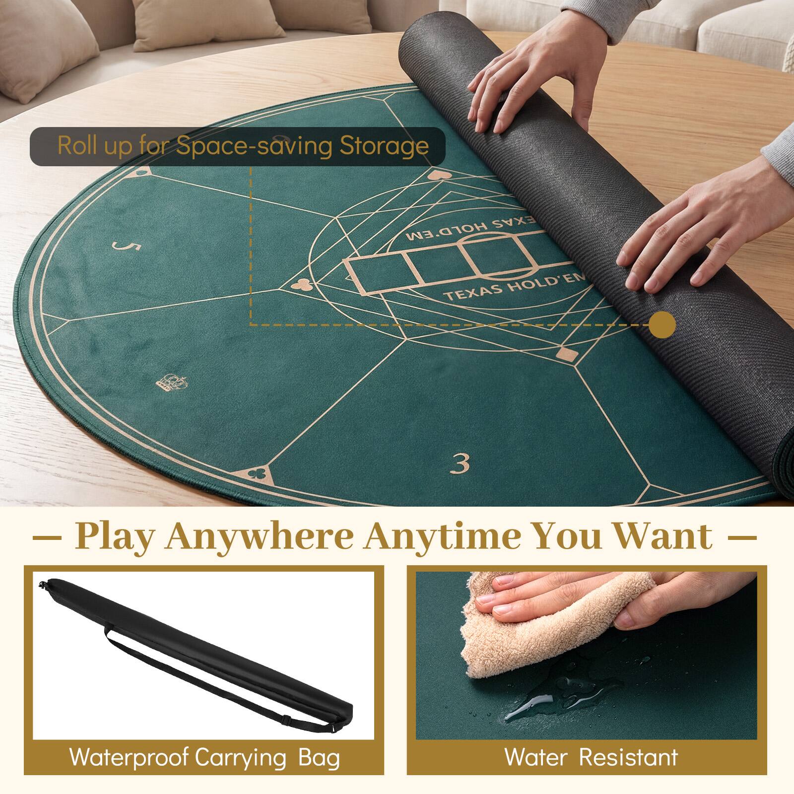 Roll up for Space-saving Storage

TEXAS HOLD'EM

Play Anywhere Anytime You Want

Waterproof Carrying Bag

Water Resistant
