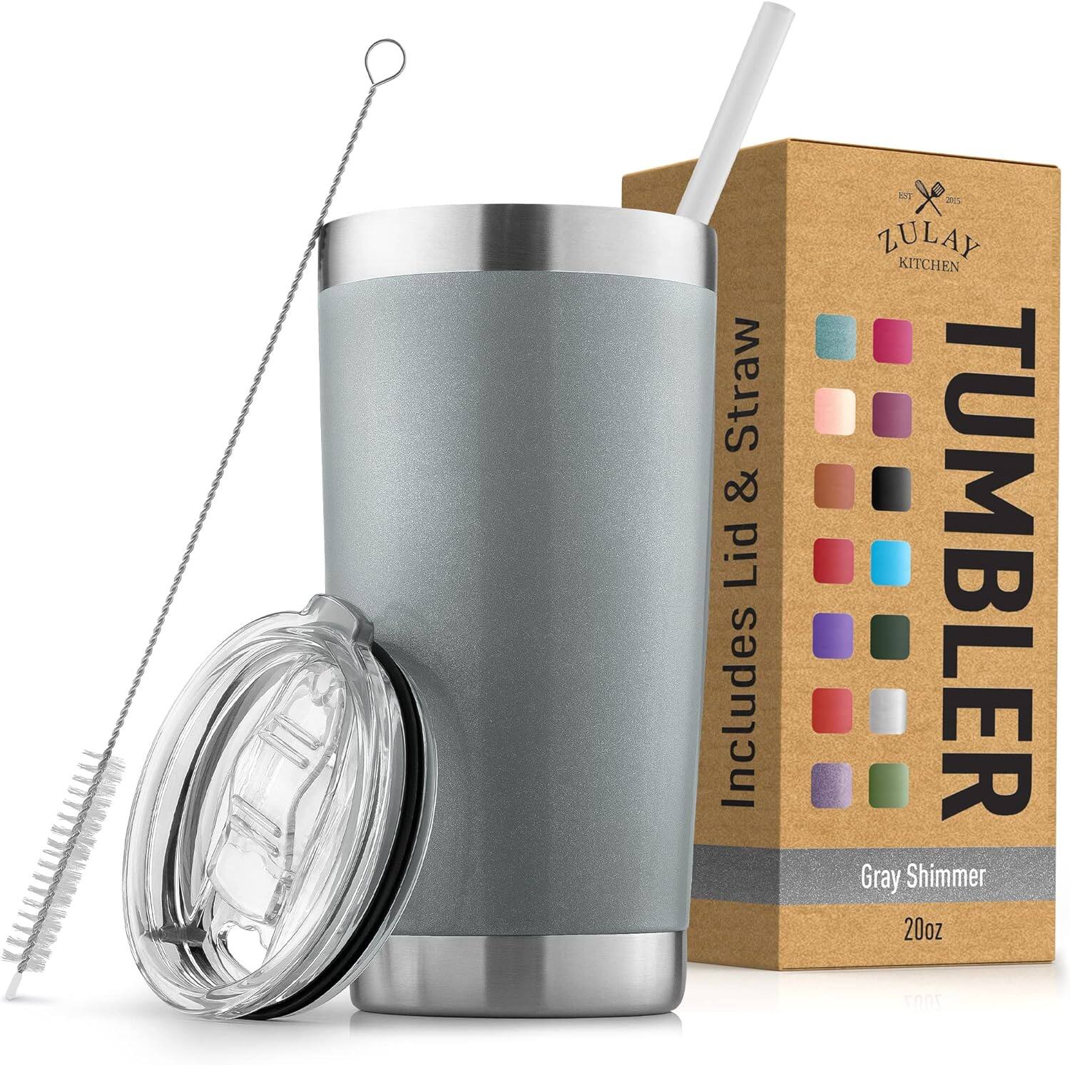 ZULAY KITCHEN  
TUMBLER  
Includes Lid & Straw  
Gray Shimmer  
20oz  
7007