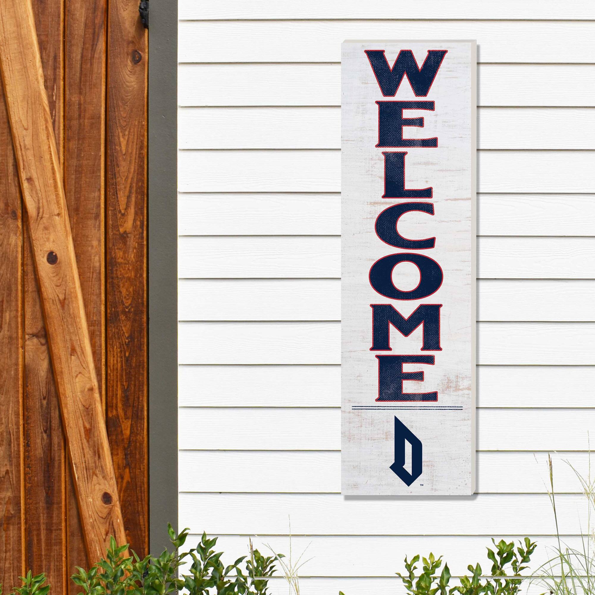 Alt View 1. Jardine - White Duquesne Dukes 10'' x 35'' Indoor/Outdoor Welcome Sign - White.