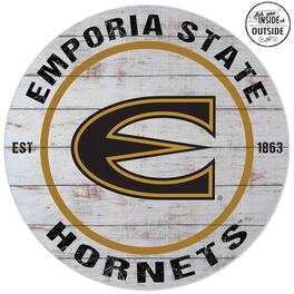 Jardine - Emporia State Hornets 20'' x 20'' Indoor/Outdoor Weathered Circle Sign - White