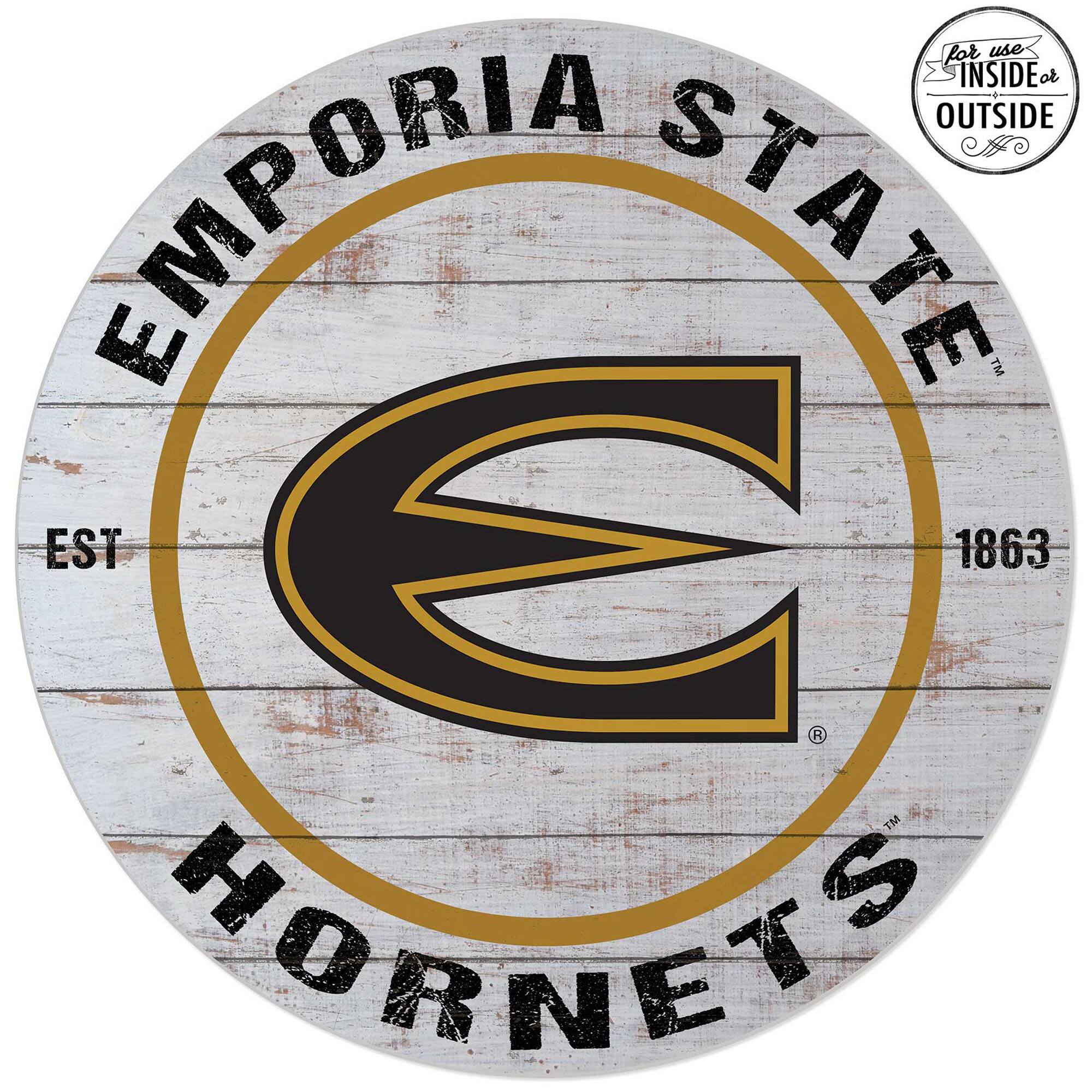 Emporia State Hornets 20'' x 20'' Indoor/Outdoor Weathered Circle Sign