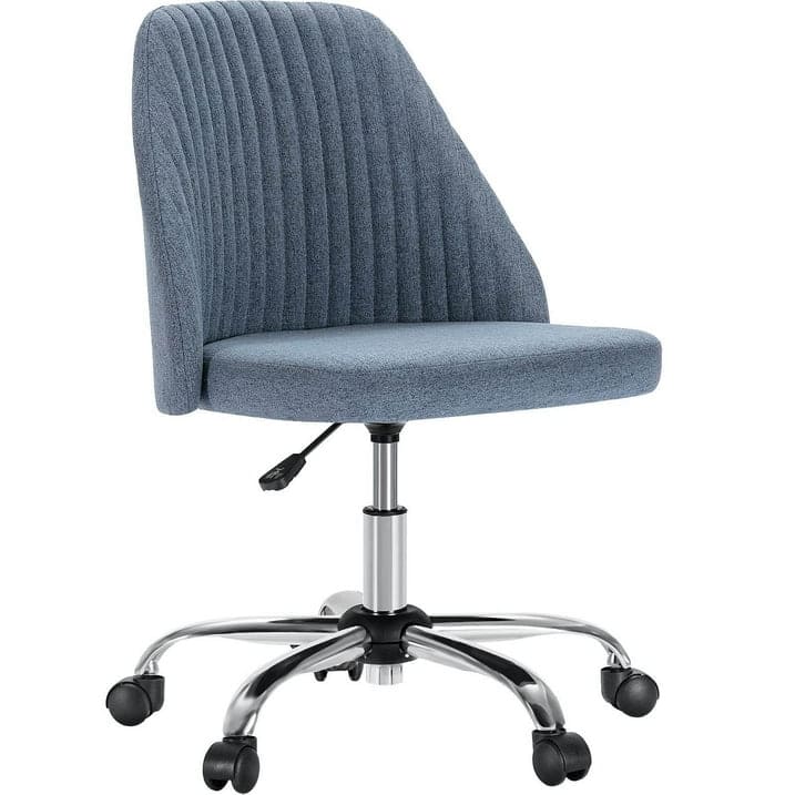 AOITUN - Armless Office Desk Chair, Modern Swivel Vanity Chair Comfy Home Office Chairs Rolling Computer Task Stools - Blue