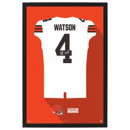 Sporticulture - Deshaun Watson Cleveland Browns Away Jersey Framed Art Print - White