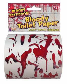 Forum Novelties - Bloody Bathroom Toilet Paper Halloween Décor - Red/White