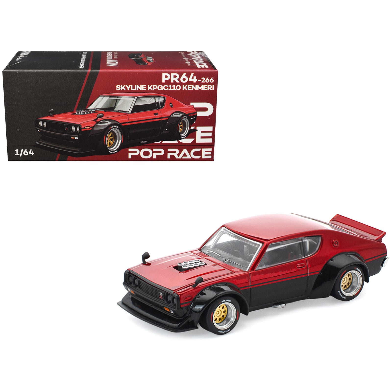 "Skyline KPGC110 ""Kenmeri"" RHD (Right Hand Drive) Red Metallic and Black 1/64 Diecast Model Car by Pop Race" price history on PriceWatchPro
