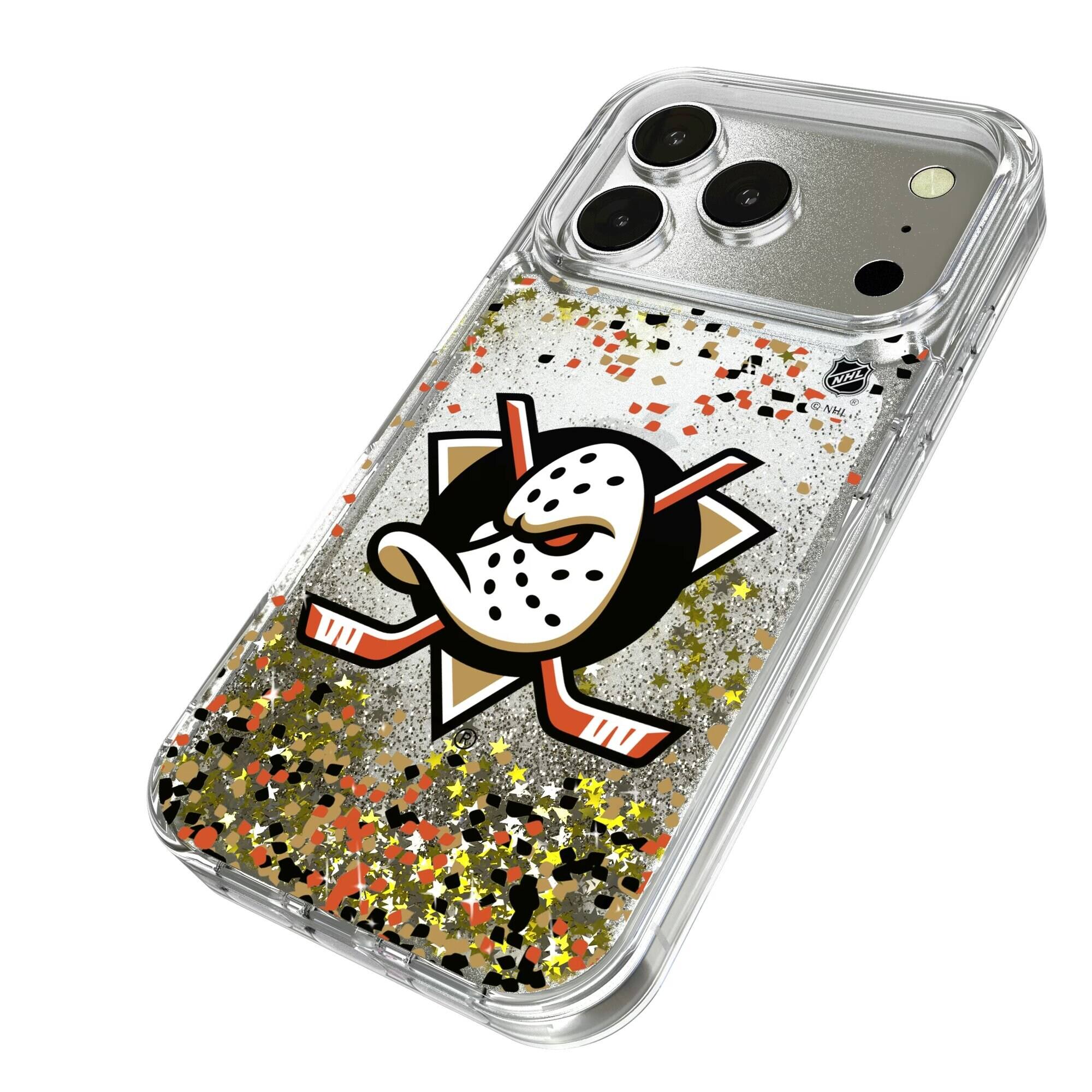 Alt View 1. Keyscaper - Anaheim Ducks iPhone Confetti Glitter Case - 15 Pro - Multicolor.