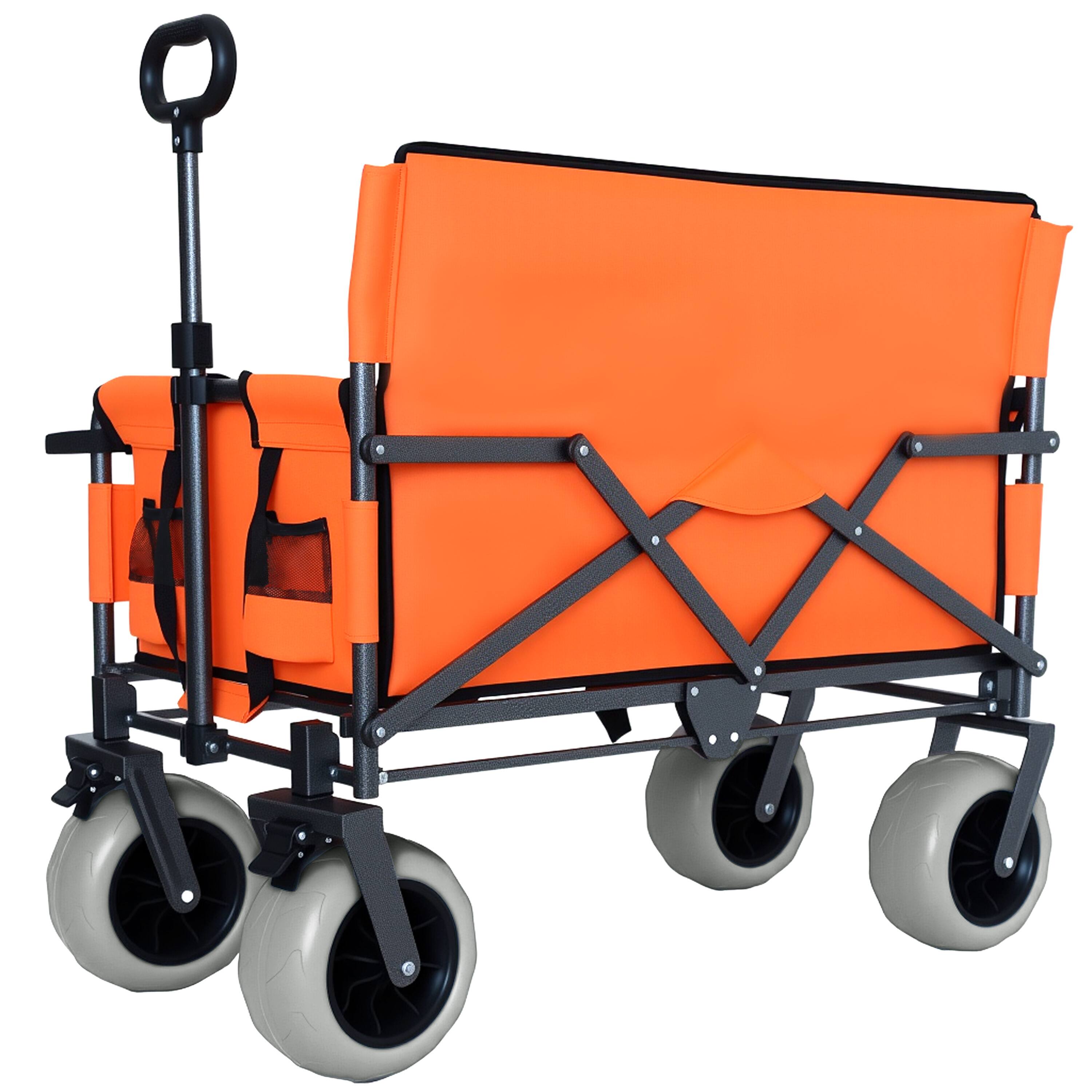 Alt View 1. Mondawe - 3-in-1 500lbs Convertible Folding Wagon Utility Carts - Bench Seat w/ 180L Capacity, All-Terrain Wheels - Orange.