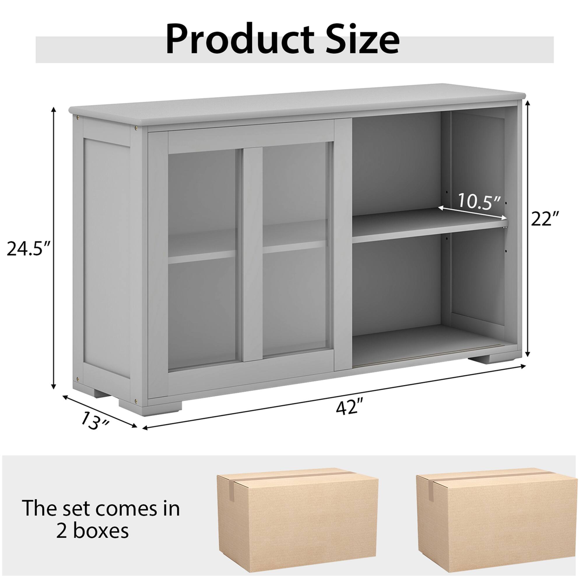 Product Size: 24.5" x 10.5" x 22" x 13"
The set comes in 2 boxes.