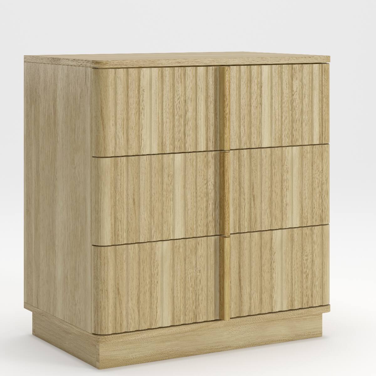 Back. Loheer - Loheer Three Drawer Nightstand Set of Two Natural MDF Vertical Stripe Bedroom Furniture - Natural.