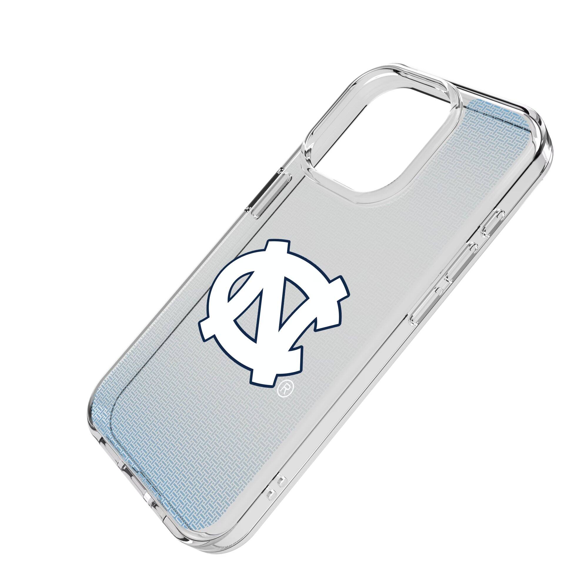 Alt View 1. Keyscaper - North Carolina Tar Heels Linen Logo iPhone Clear Case - 16e - Multicolor.