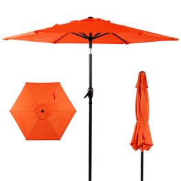 HTUTWOO - 7.5FT Patio Umbrella - Push Button Tilt and Crank Outdoor Market Yard Umbrella, Sun Umbrella, Not Include Umbrella Base - Orange