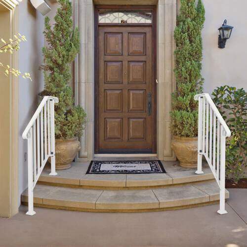 Alt View 10. Winado - Handrails Steps Stair Fits 2-3 Steps, Wrought Iron Hand Rail Stair Railing 1PC for Outdoor Concrete Porch Wooden Steps - White.