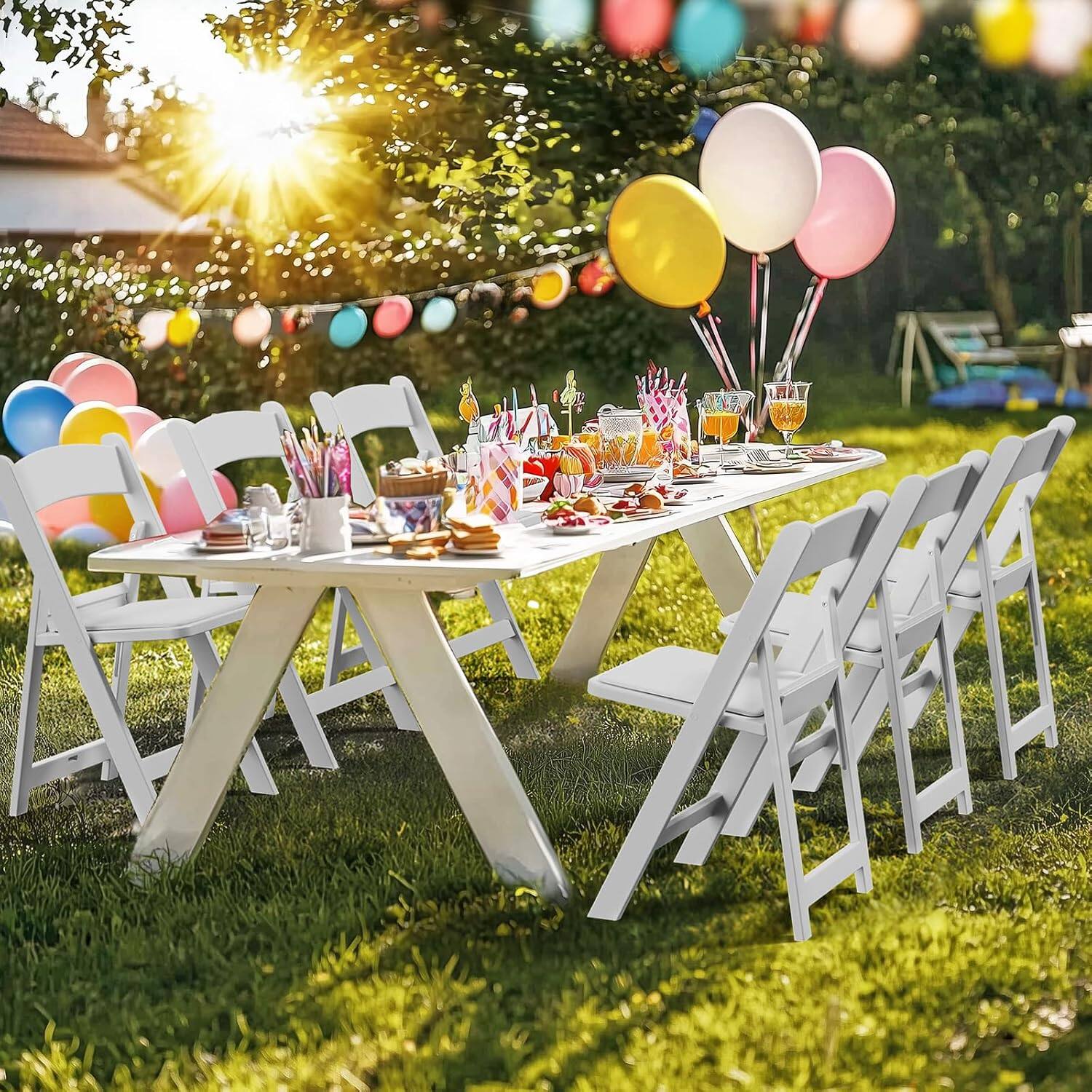 Alt View 9. Winado - 1PC Plastic Foldable Resin Chair Portable with Cushion Padded Seats for Indoor Outdoor Event Commercial Party Wedding - White.
