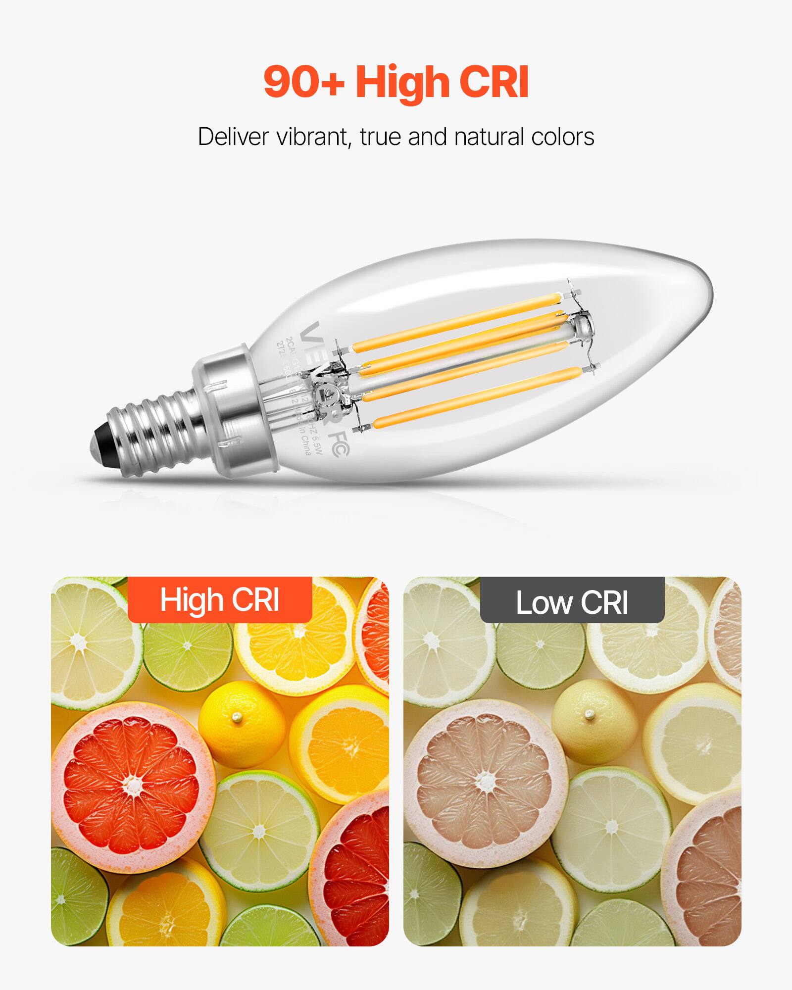 90+ High CRI  
Deliver vibrant, true and natural colors  

High CRI  
Low CRI  

27250 272 . 2CA . S U0 02 " VENOR : in ZH on China 5.5W FC