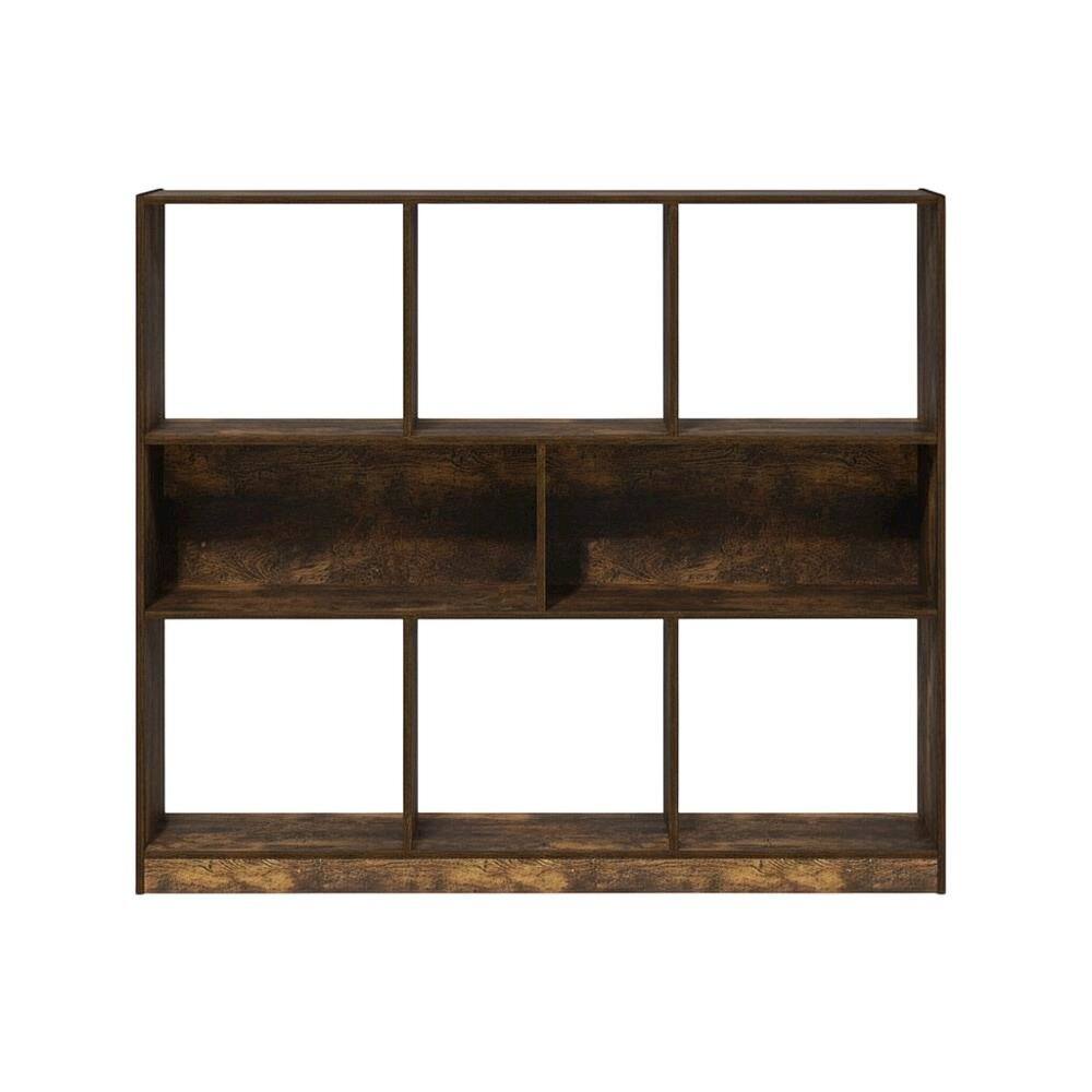 Back. FurniFact - Wooden bookcase with sleek design and sturdy construction - Amber Pine.