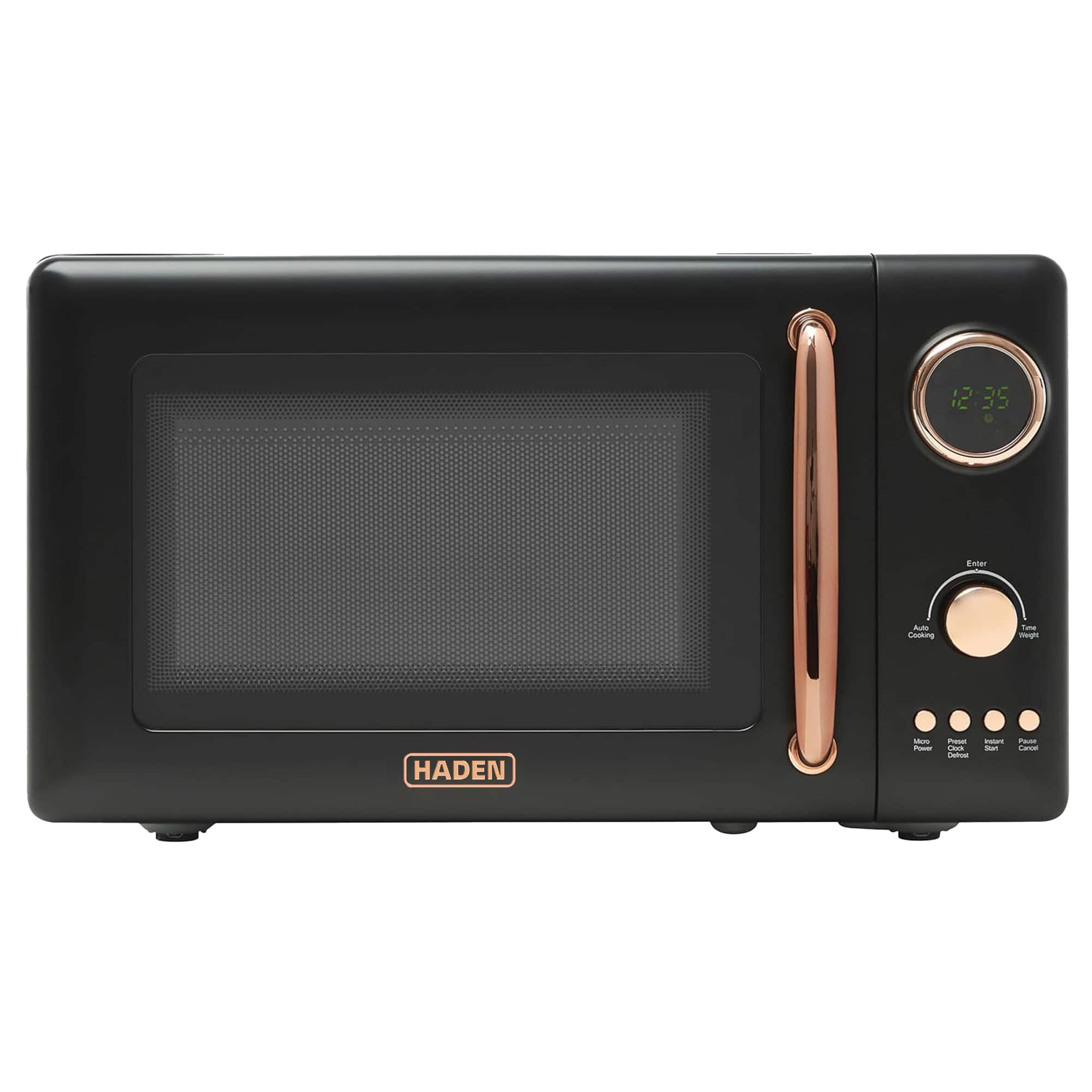Haden - 700 Watt 0.7 Cubic Foot Microwave Oven with Digital Controls, Black/Copper - Black / Copper