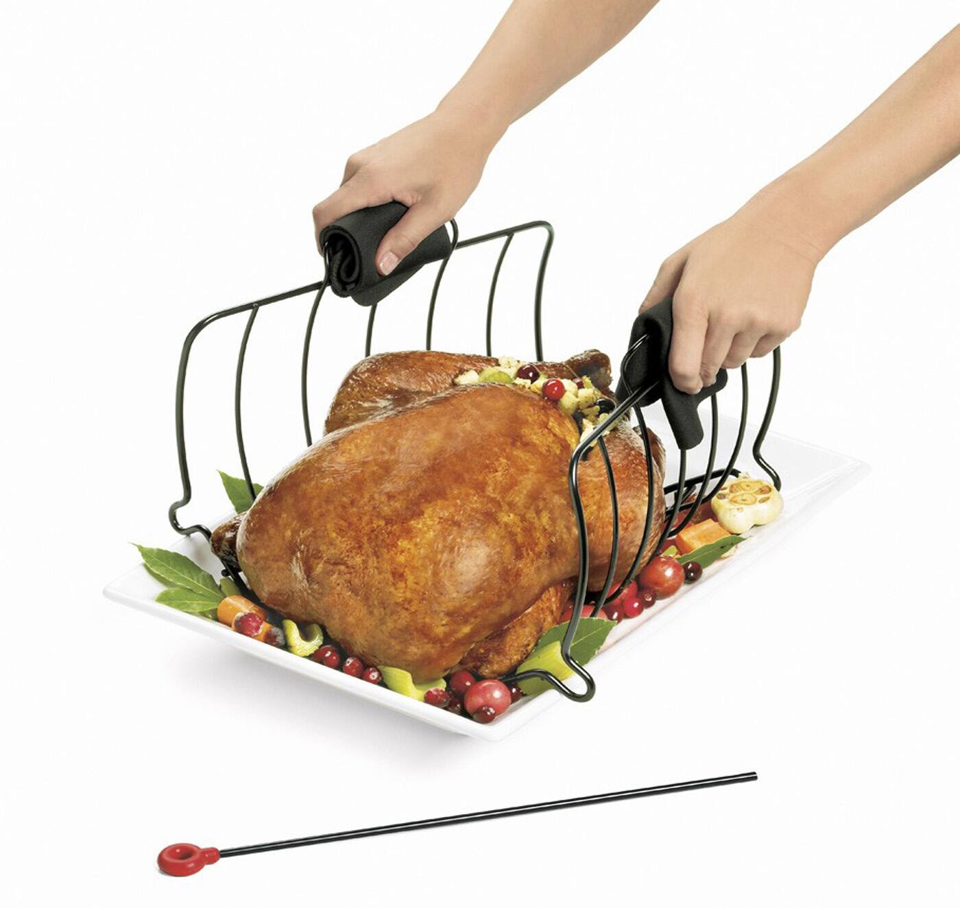 Alt View 3. Cuisipro - Roast & Serve Non-Stick Turkey and Poultry Roasting Rack - Black.