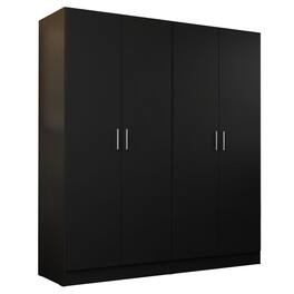 Madesa - 4 Doors Wardrobe with Ample Shelves and Hanging Space 63"L - Black