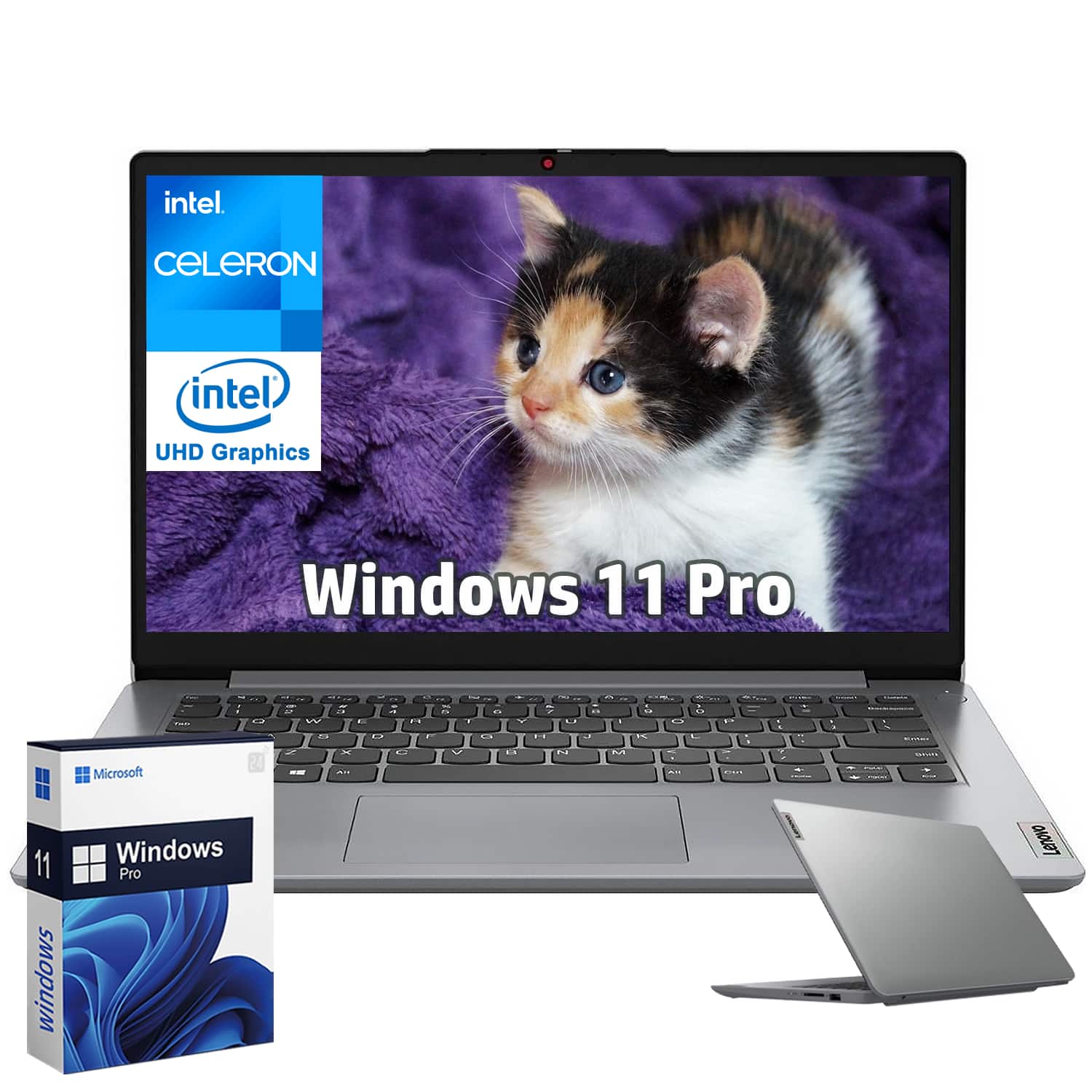 Lenovo - Ideapad 1 14" HD Laptop - Celeron N4020 - 4GB RAM - 192GB Storage - Windows 11 Pro - Cloud Grey