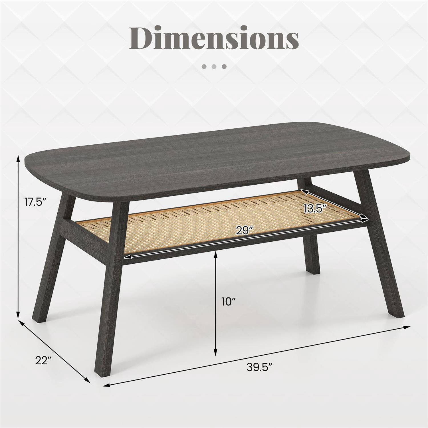 Dimensions: 17.5" x 13.5" x 29" x 10" x 22" x 39.5"