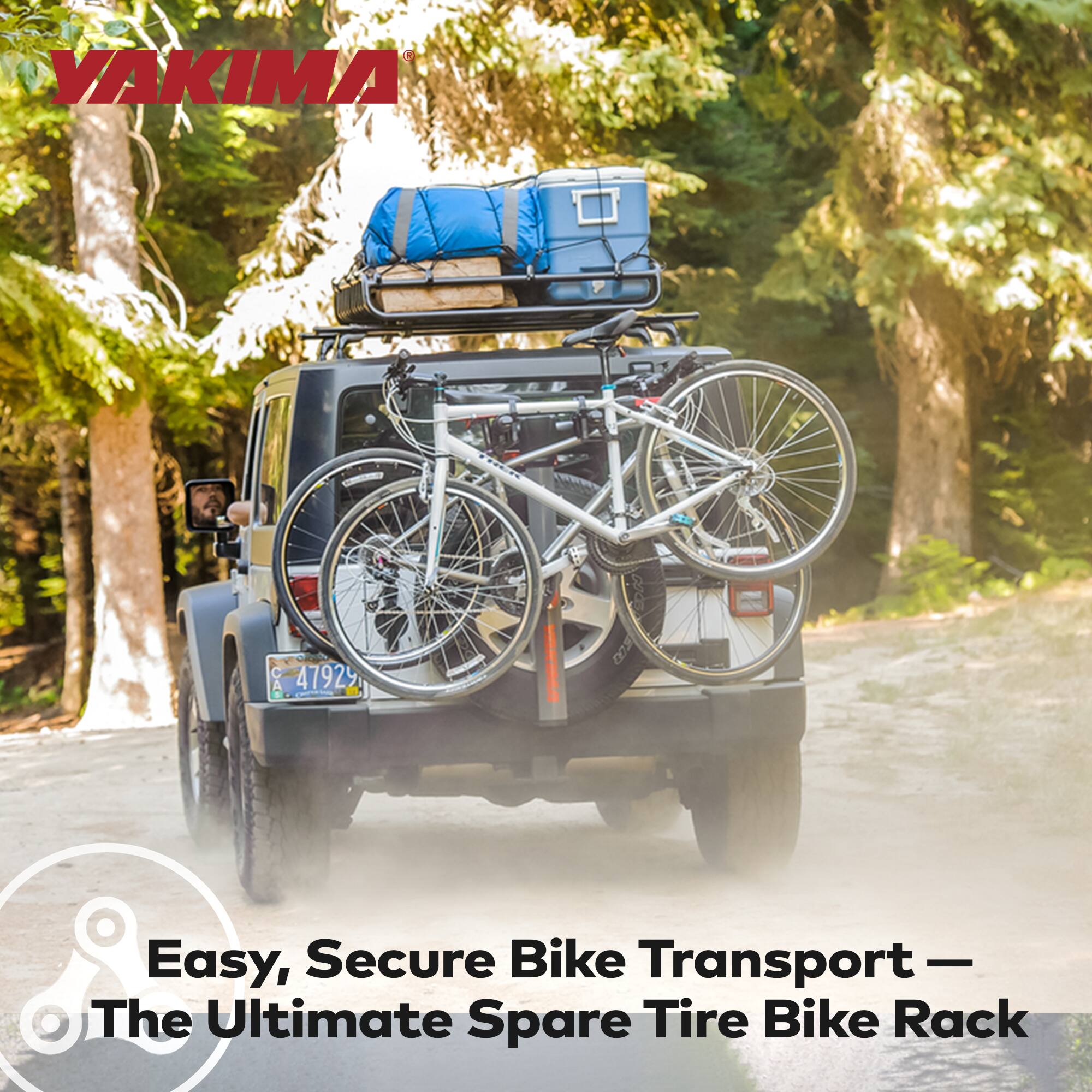 YAKIMA

Easy, Secure Bike Transport — The Ultimate Spare Tire Bike Rack