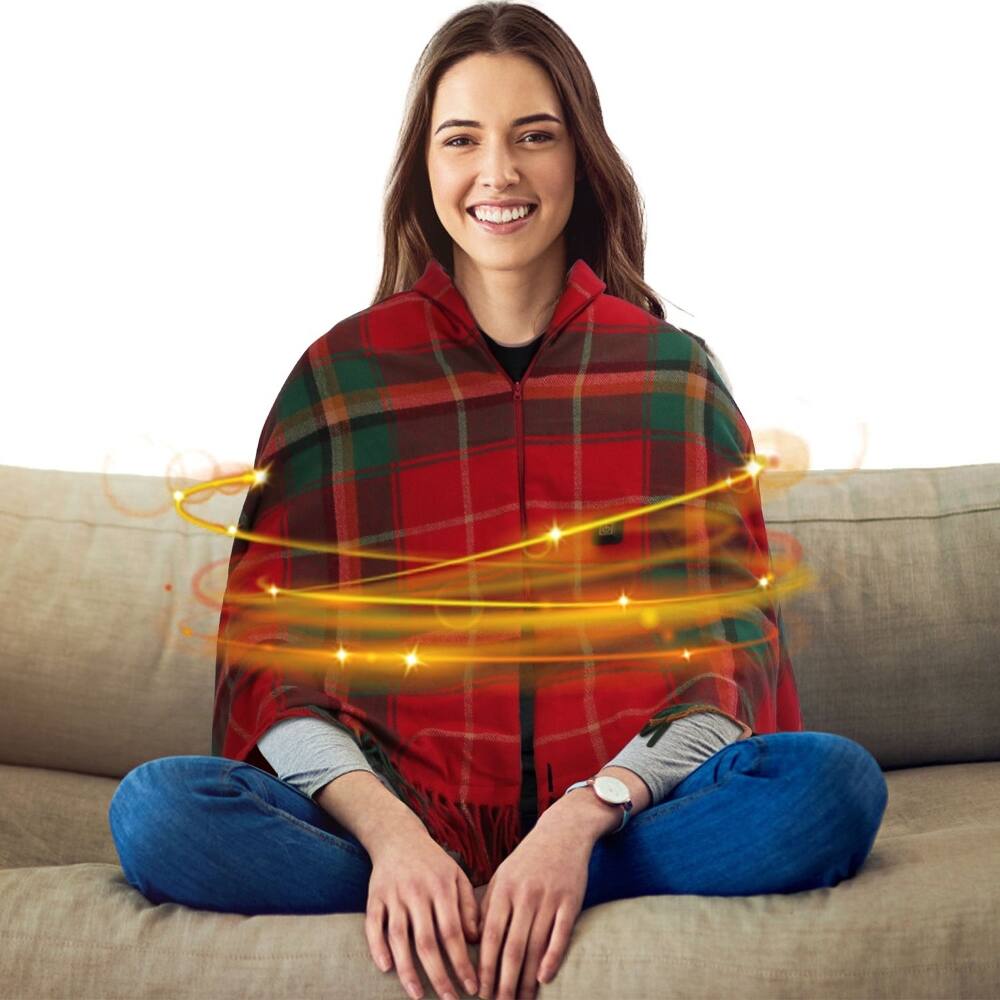 Back. Loheer - Loheer USB Heated Shawl with Zipper Wearable Heating Blanket 77x24 Inch - Christmas.