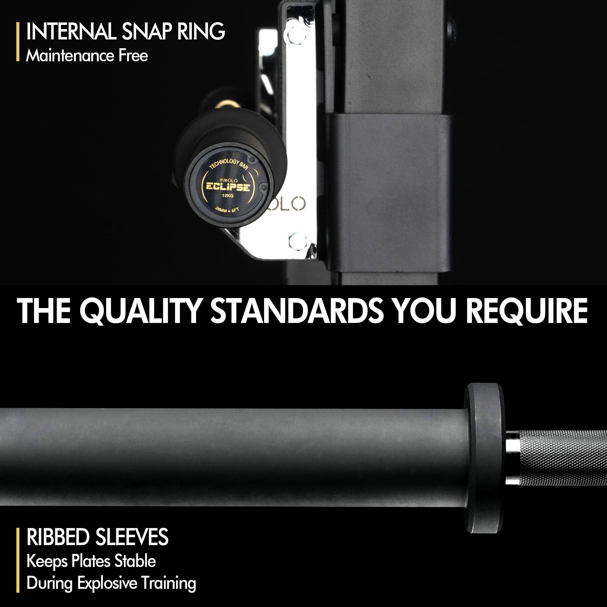 INTERNAL SNAP RING  
Maintenance Free  

THE QUALITY STANDARDS YOU REQUIRE  

RIBBED SLEEVES  
Keeps Plates Stable During Explosive Training