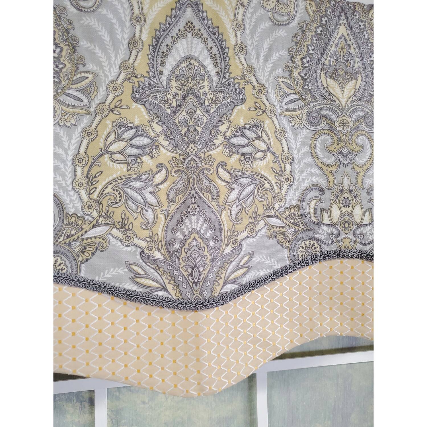 Left. RLF Home - RLF Home 3" Rod Pocket High Quality Fabric Nobility Glory Valance for Windows 50" x 16" Gary - Gary.