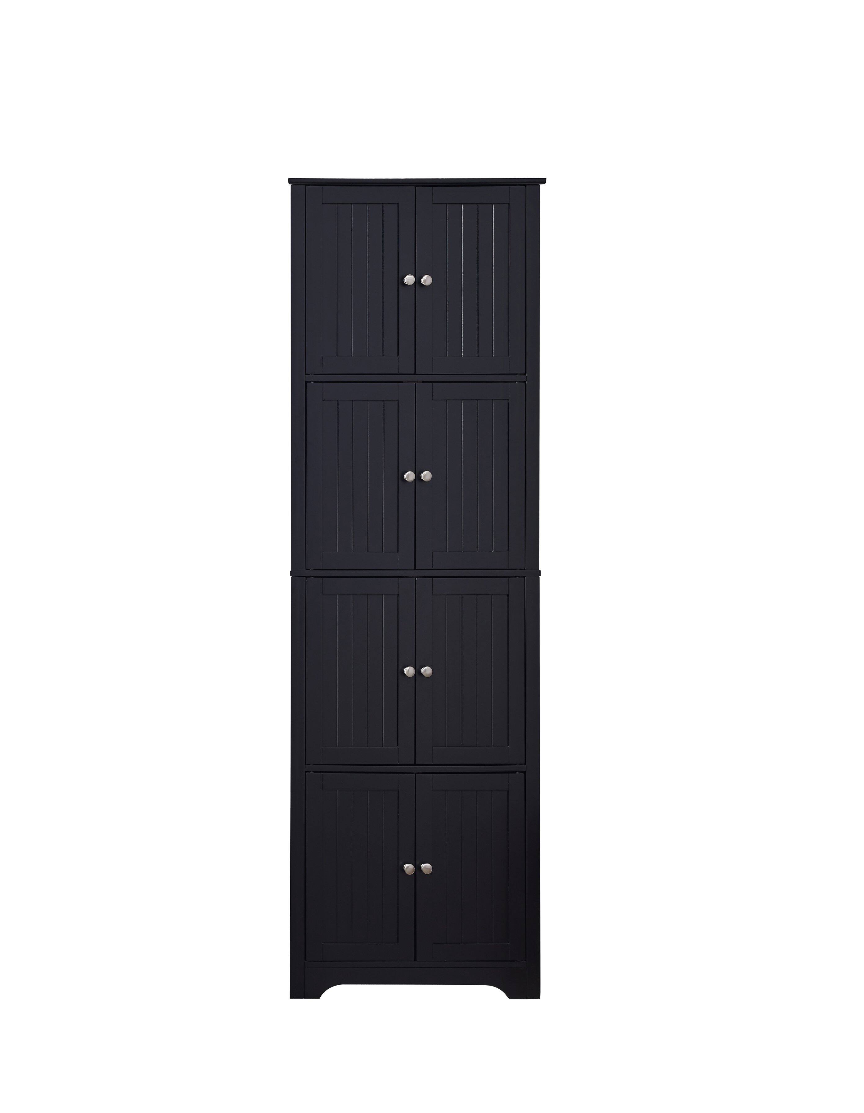 Back. Kings Brand Furniture - Kings Brand Furniture - Lyons 4-Tier 68" Corner Kitchen Pantry Storage Cabinet with 8 Doors - Black.