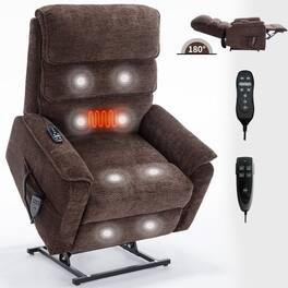 Boyel Living - Fabric Dual Motor Power Lift Recliner Chair with Power Remote Heat Massage and Heavy Duty Motion Mechanism - Brown
