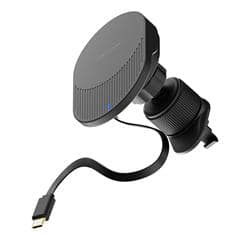 ReelCharge - Wireless Fast Charging Mount 15W, Qi Phone Holder for Car Vent Black
