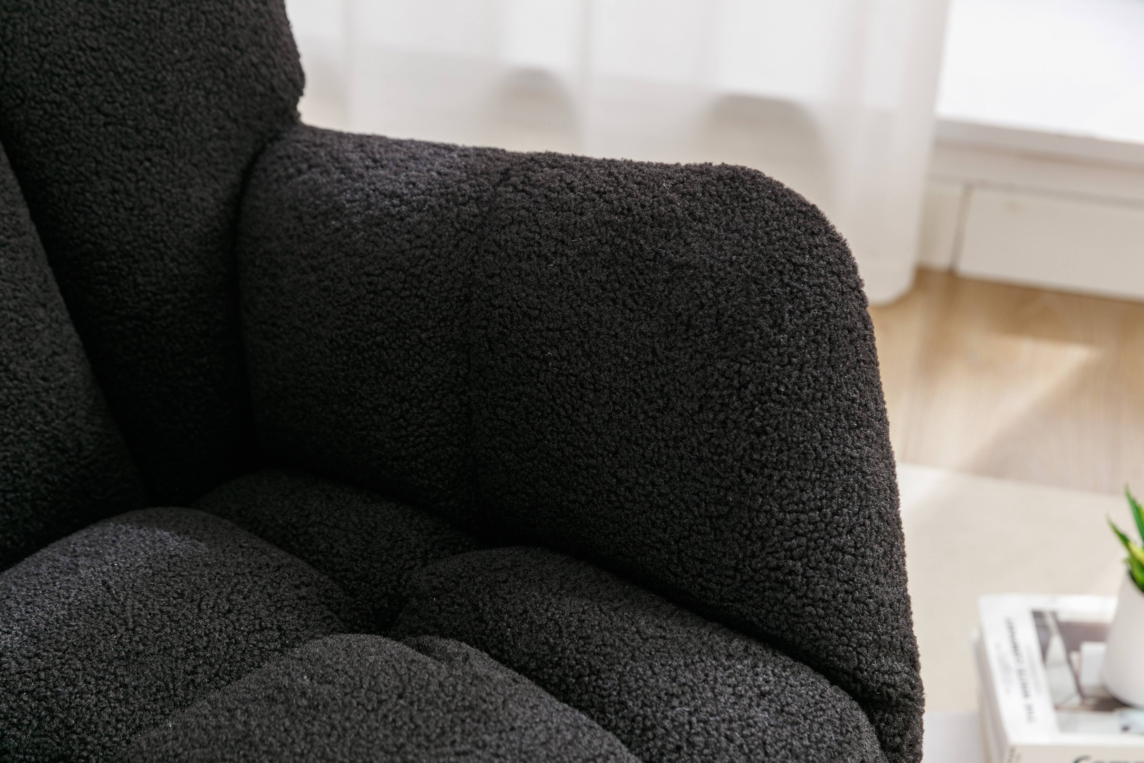 Alt View 1. GOODSILO - Teddy Fabric Rocking Glider Nursery Chair For Living Room Indoor - Black.