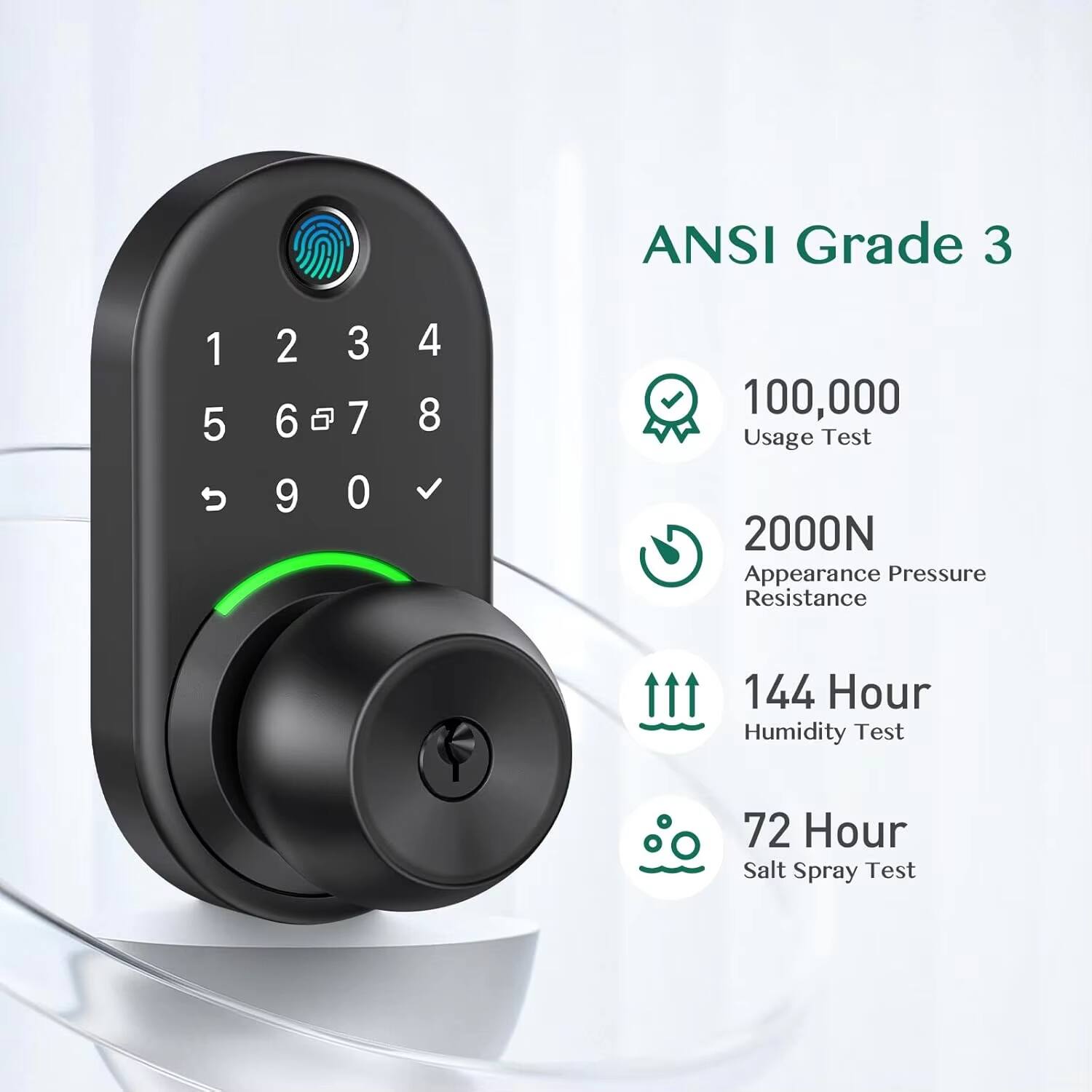 ANSI Grade 3

100,000 Usage Test

2000N Appearance Pressure Resistance

144 Hour Humidity Test

72 Hour Salt Spray Test