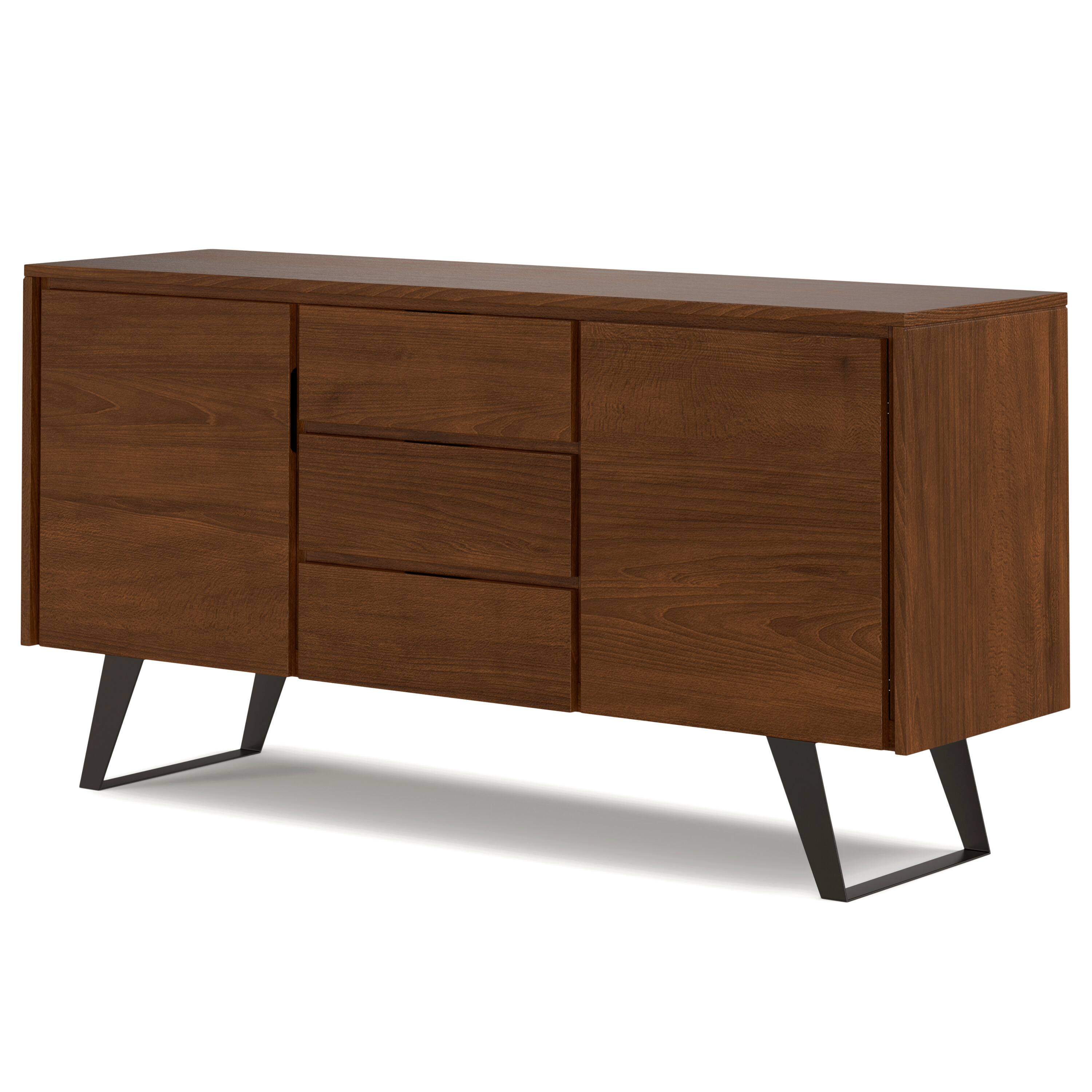 Angle. Simpli Home - Lowry Sideboard Buffet - Walnut Veneer.