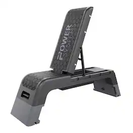 Power Systems - Aerobic Deck, Adjustable Fitness Deck Bench w/Adjustable Deck & Resistance Band Clips - Black/Grey