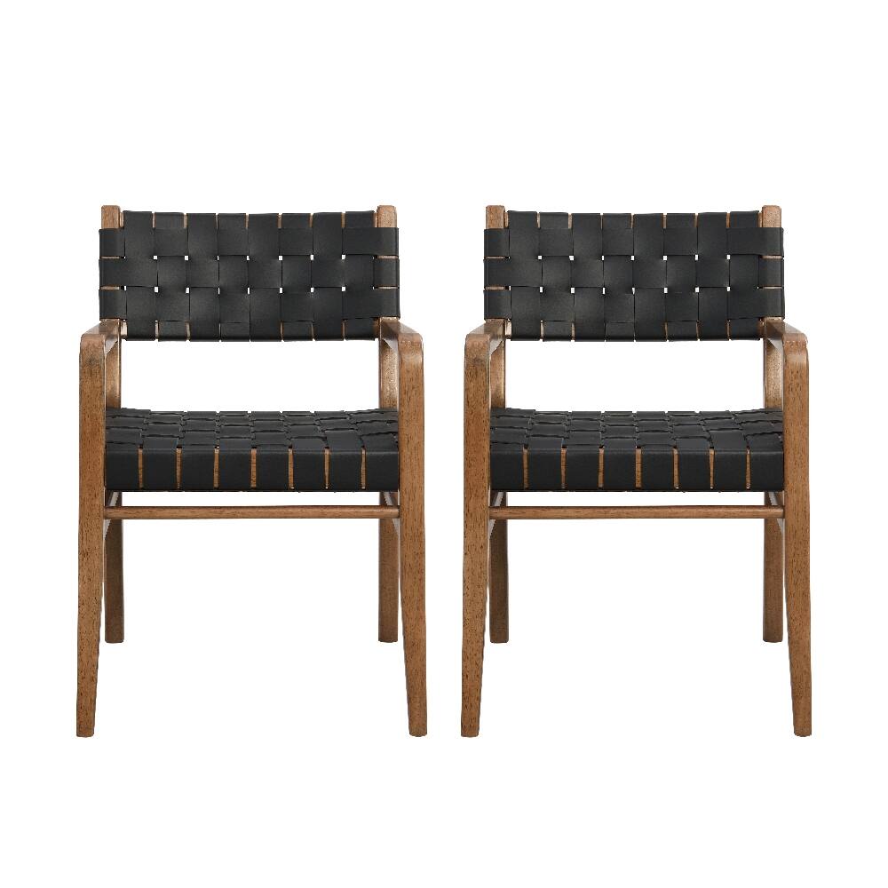 Loheer - PU Leather Dining Chairs Set of 2 Industrial Modern Rubberwood - Black price history on PriceWatchPro