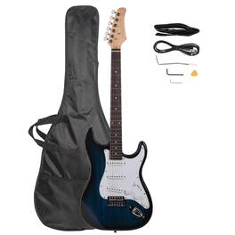 Winado - 39" Rose wood Fingerboard Electric Guitar Blue + Portable Gigbag + Cord + Strap for Student Gift