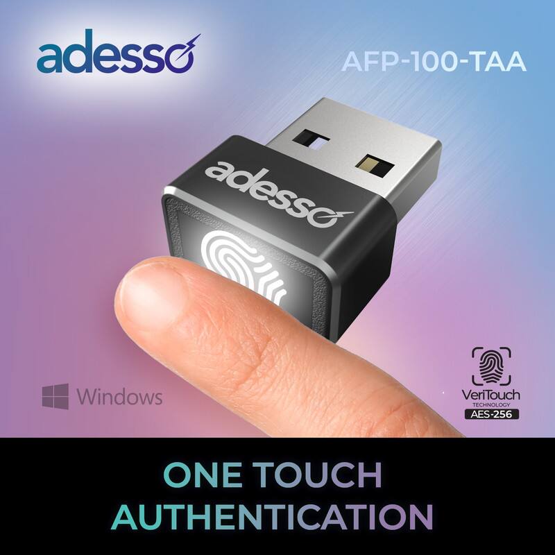 adesso AFP-100-TAA  
Windows VeriTouch TECHNOLOGY AES-256 ONE TOUCH AUTHENTICATION