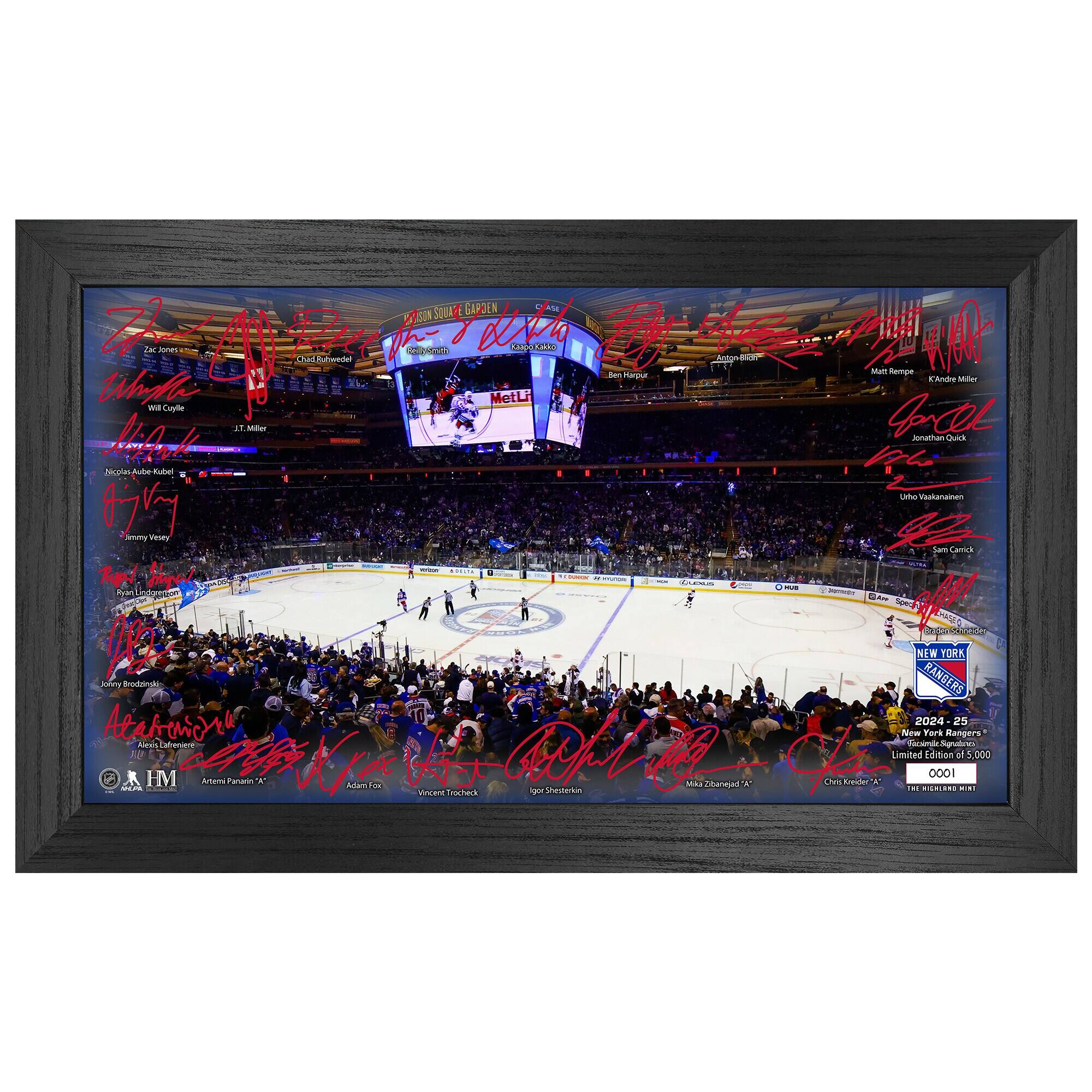 New York Rangers 2024-2025 Signature Rink Print
