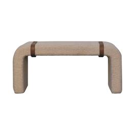 Artisan Furniture - Solid Wood Boucle Leather Strap Bench - Cream