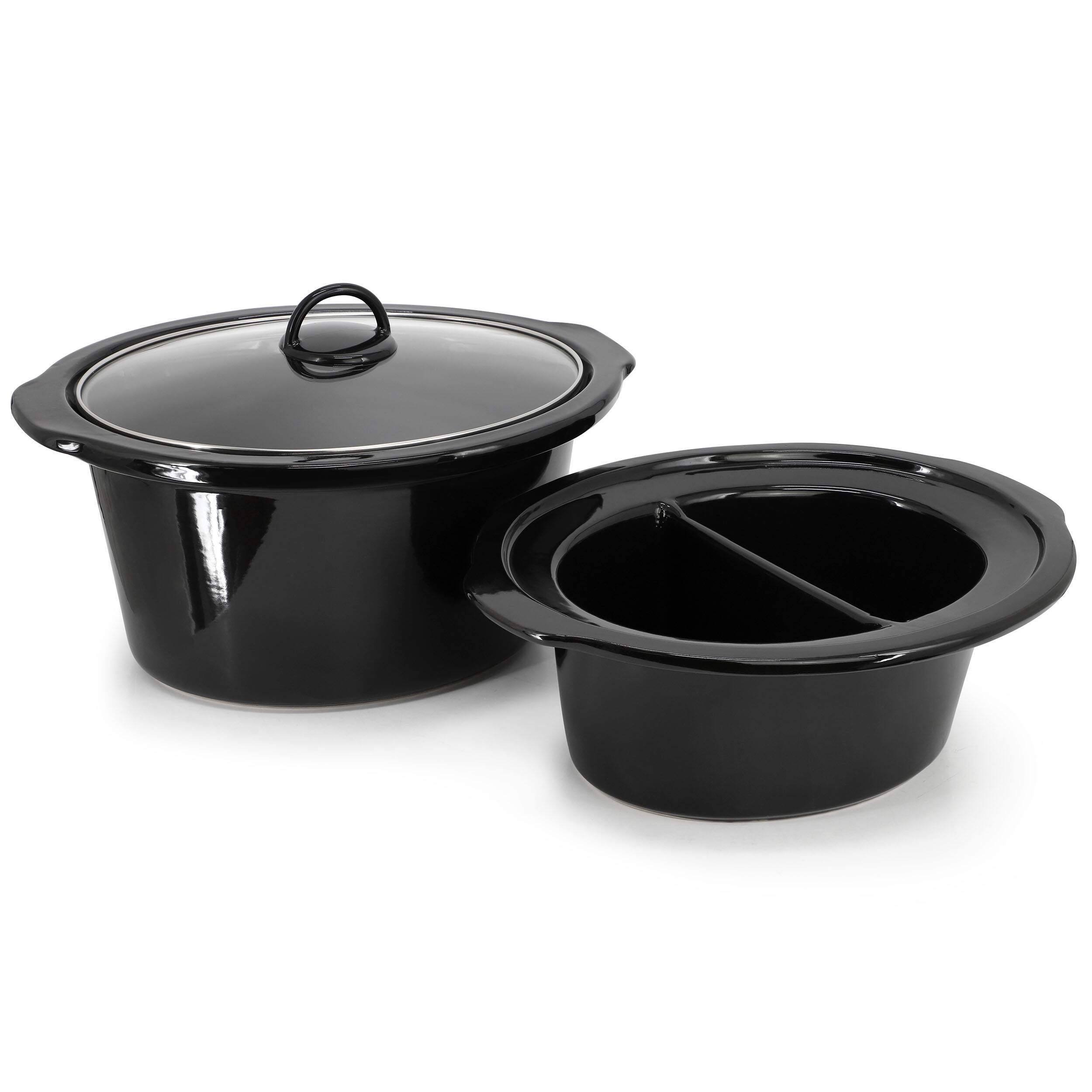 Alt View 2. MegaChef - MegaChef 6 Quart + 2.6 Quart Split Stainless Steel Electric Slow Cooker in SIlver - Silver.