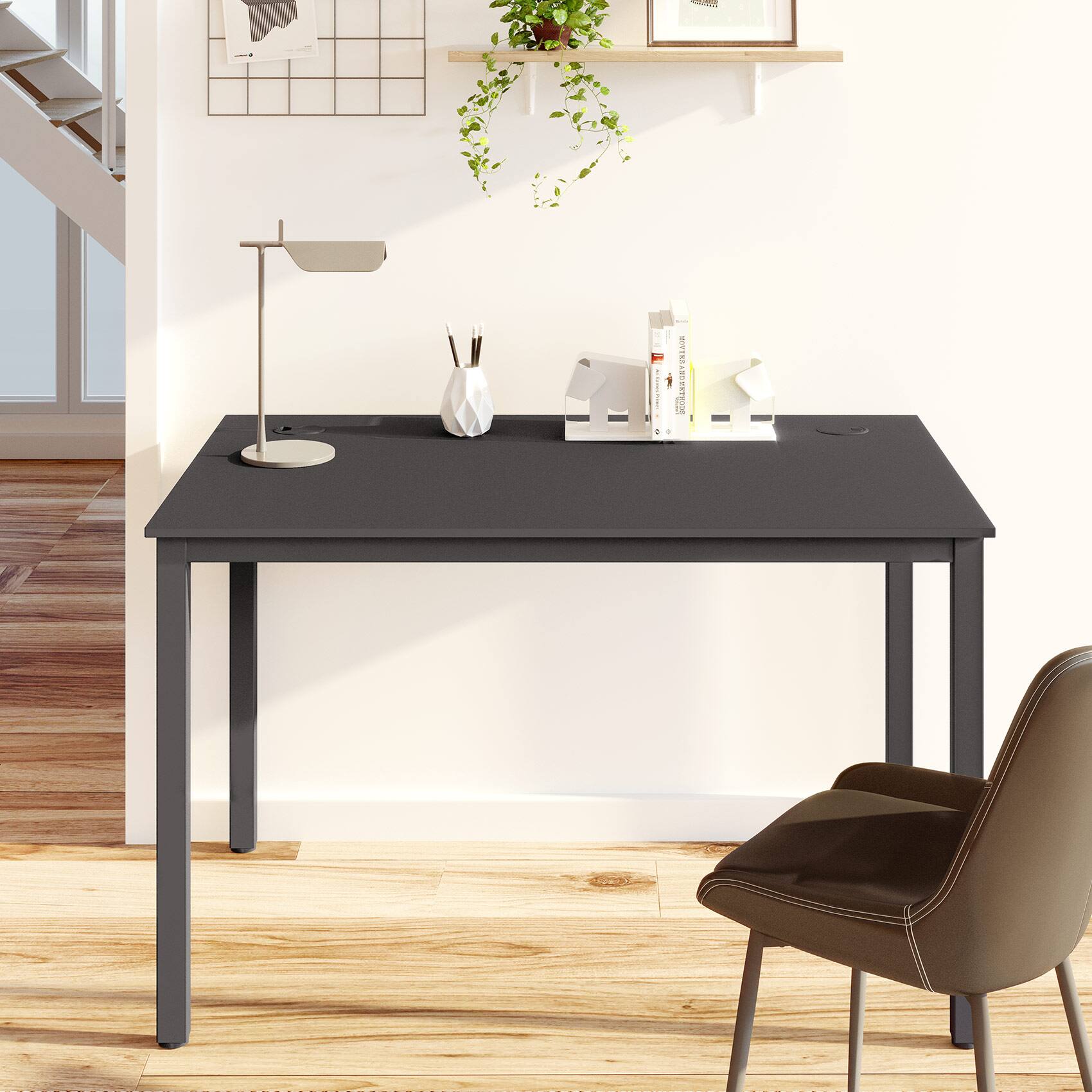 Alt View 1. Eureka Ergonomic - 39" Simple Modern Computer Desk with Carbon Steel Frame - Black.