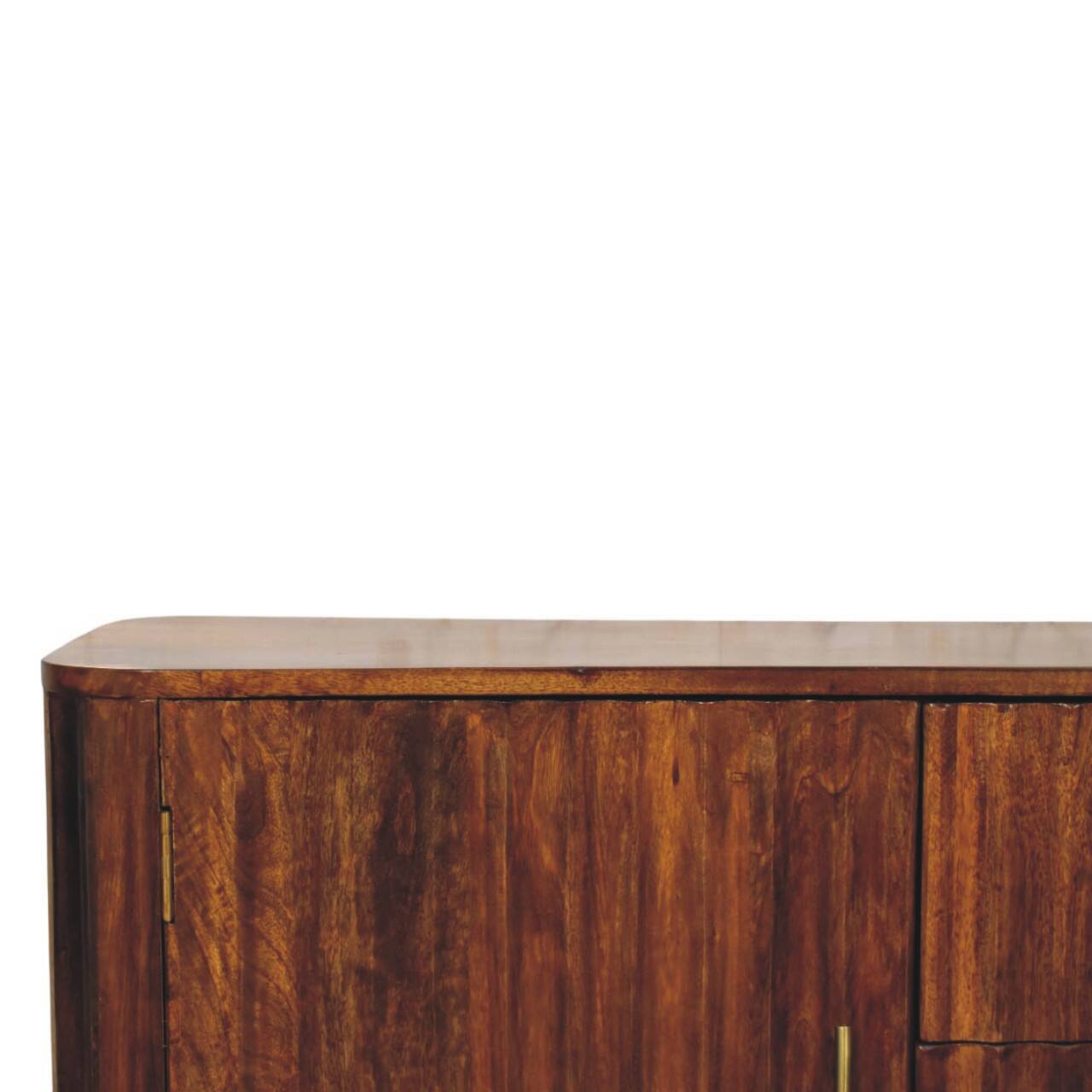 Alt View 1. Artisan Furniture - Artisan Furniture Solid Wood Chestnut Curve Sideboard, 3 Drawers, 4 Shelves, Brown - Brown.