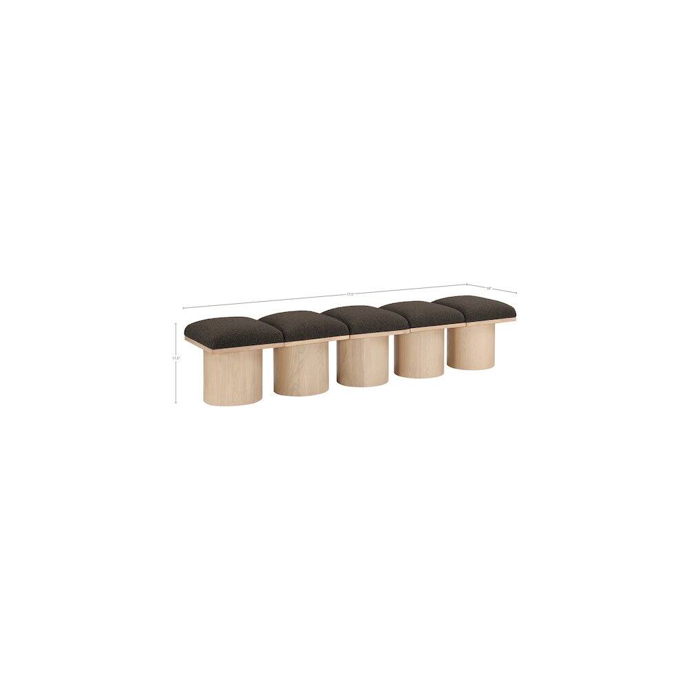 Alt View 4. Meridian Furniture - Pavilion Brown Boucle Fabric Bench - Brown.