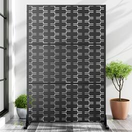 PexFix - 72 in. x 47 in. Brick Pattern Metal Outdoor Privacy Screen & Panels, Freestanding Garden Divider Fence - Black