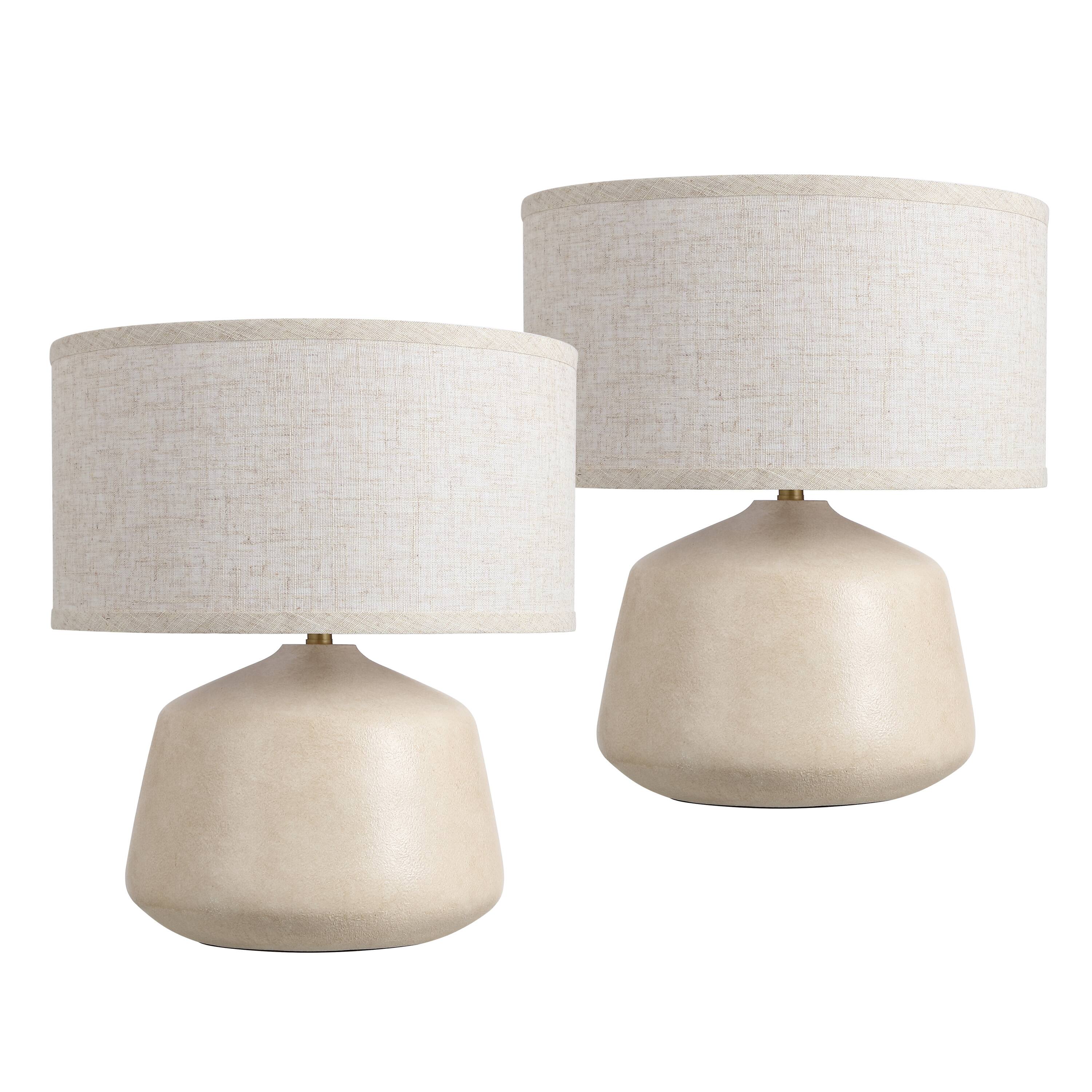 Alt View 7. Jonathan Y - Mikel 17.3 in. Organic Modern Tapered Sculptural Textured Ceramic-Look Resin LED Table Lamp, Cream (Set of 2) - Cream.