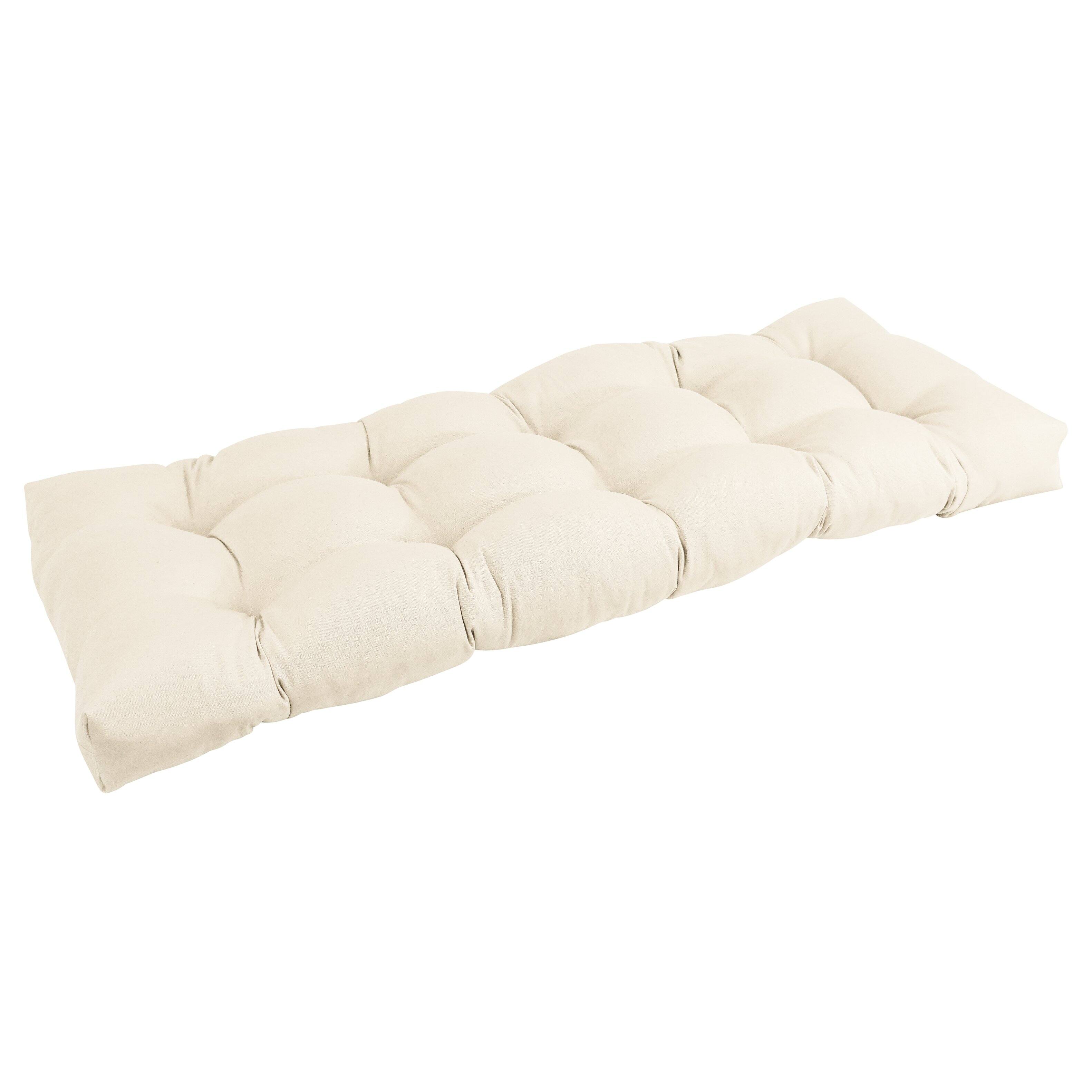 Front. Blazing Needles - 51-inch by 19-inch Tufted Solid Twill Bench Cushion - Off-white.