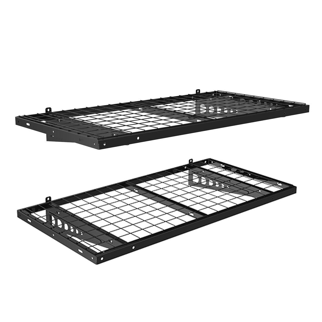 Front. Fleximounts - General 2-Pack 2' x 4' Wall Shelving - Black.
