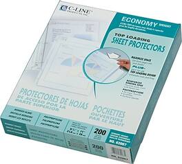 C-line - Top Load Sheet Protector, Economy Weight, Reduced Glare, 8-1/2" x 11", 200/Box - Clear