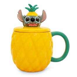 Silver Buffalo - Disney Lilo & Stitch Pineapple 3D Sculpted Ceramic Mug With Lid | Holds 20 Ounce - Yellow